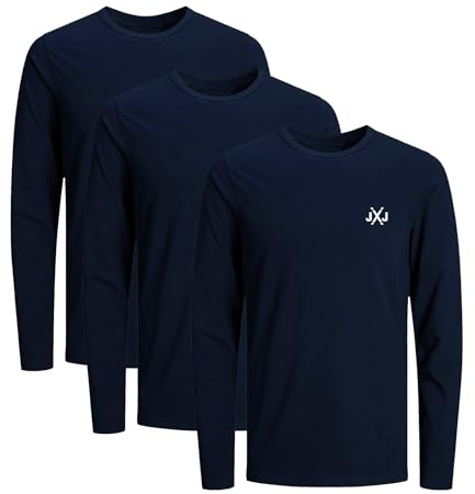 JACK & JONES Infinity Herren Langarmshirt Rise Infinity O-Neck T-Shirt (DE/NL/SE/PL, Alphanumerisch, XL, Regular, Regular, Rise 3er Pack 5)