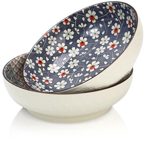 ArtKeeland Salatschüsseln, 23,5 cm, 1,8 l, Servierschalen, Obstschalen, Nudelschüsseln, 2er-Set, Servierschalen für Unterhaltung, bunte, große, vielseitige Schüsseln, breite tiefe Abendessenschüsseln,