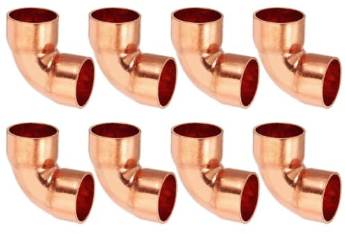 PATIKIL Raccordo in Rame a Gomito da 18mm Id e 1mm Spessore, 8pz Raccordo per Tubo in Rame Puro 99,9% Raccordo per Tubo a Raggio Corto con Connessione a Saldare per Hvac