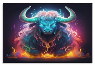 XJmoney Leinwandbild mit Yak-Tiermotiv, moderne Heimdekoration, Leinwand-Wanddekoration für Wohnzimmer, Schlafzimmer, Büro, Poster, Drucke, fertig zum Aufhängen, 20 x 30 cm