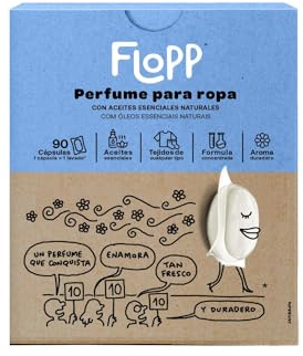 Flopp - Perfume para la Ropa con Aceites Esenciales Naturales en Pastillas - Fuerte fragancia duradera - 92 cápsulas