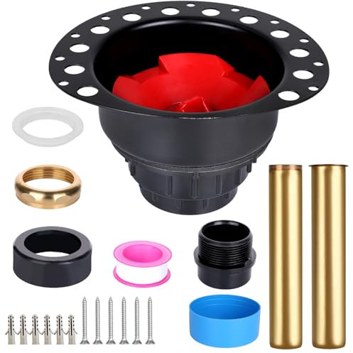 URPiRE ITD35 Kit de baignoire autoportante rugueuse, avec tuyau d'échappement en laiton et adaptateur ABS, compatible avec toutes les baignoires autoportantes et baignoires standard (noir)