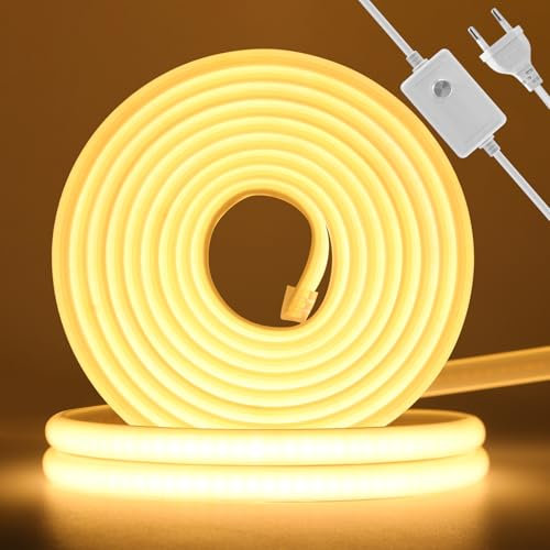 230V COB LED Streifen Neon Strip Light, 288leds/m Dimmbar 50cm Schnittbar IP67 Wasserdicht 220V Flex Lichtband LED Schlauch für DIY TV, Küche, Wohnzimmer, Außendekoration