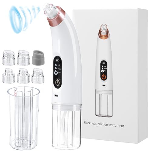 Doyosh Aspirateur de points noirs rechargeable par USB pour le visage, aspirateur portable avec écran LCD, 5 têtes d'aspiration et 3 modes de réglage