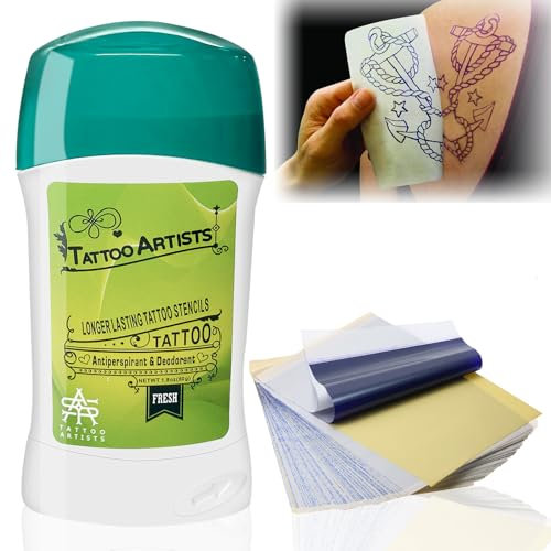 Tattoo Transfer Creme, mit Tattoo Transferpapier, Tattoo Vorlagen zum Tätowieren, Tattoo Stencil Gel, Tattoo Transfer Gel, Tattoo Zubehör Set für Tattoo Künstler Anfänger