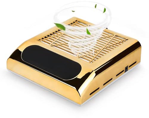 VOLTIX Aspirador de uñas profesional de mesa para pedicura y manicura, aspirador para uñas con velocidad e intensidad de succión ajustables, colector de polvo para uñas (dorado)