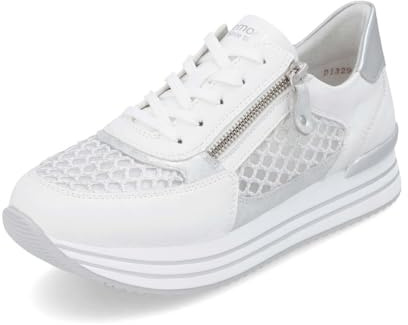 Remonte Damen Low-Top Sneaker D1329, Frauen Halbschuhe,lose Einlage,Sportschuhe,Freizeitschuhe,Turnschuhe,Laufschuhe,Freizeit,Weiss Kombi (80),43 EU