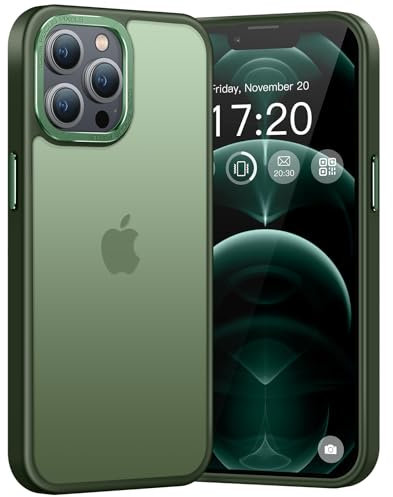 PuyaTeya Upgrade für iPhone 12 pro max Hülle, [Militärschutz] Stoßfest Schutzhülle Samtige Touch Matt Anti-Kratzen Anti-Glatte Anti Fingerabdruck Handyhülle für iPhone 12 pro max(Dunkel Grün)
