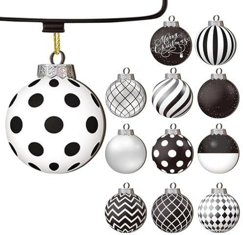 Christbaumkugel-Ornamente, schwarz-weiße Weihnachtskugeln, Vintage-Weihnachtsschmuck, bruchsicherer Weihnachtsbaumschmuck, herbstlicher Weihnachtsbaumschmuck für Festivals
