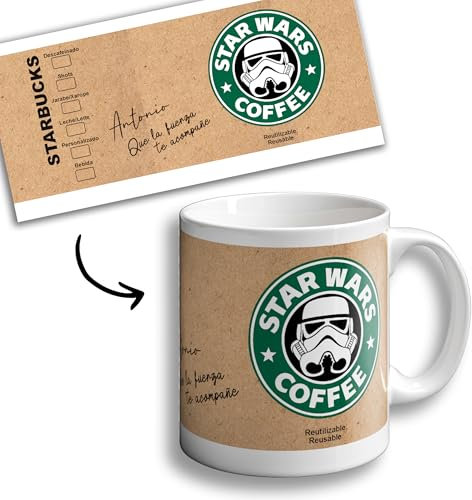 OOPS Taza PERSONALIZABLE con texto - STAR WARS - Taza cerámica 350ml - Taza café - Taza Té - Taza desayuno (Star Wars)