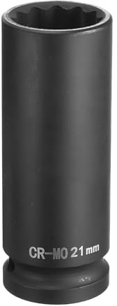 sourcing map 12-Point Deep Impact Socket 1/2 Inch Drive 21mm Metric Chrome Molybdenum Alloy Steel Spindle Axle Nut Impact Socket