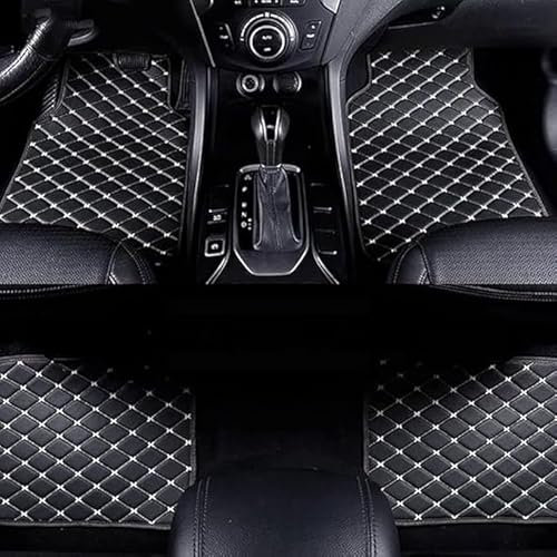 ExquiBea Auto Fußmatten Teppich Leder Auto Bodenmatte Auto-Schützen Zubehör Für Audi A3 Cabriolet 2008-2013, Auto Fußraummatten,C/Black-White