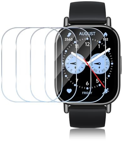 ELYCO [4 Piezas Compatible con Xiaomi Redmi Watch 5 Lite Cristal Templado Protector de Pantalla, [Anti-Burbujas] [Anti-arañazo] 9H Dureza HD Vidrio Templado para Xiaomi Redmi Watch 5 Lite
