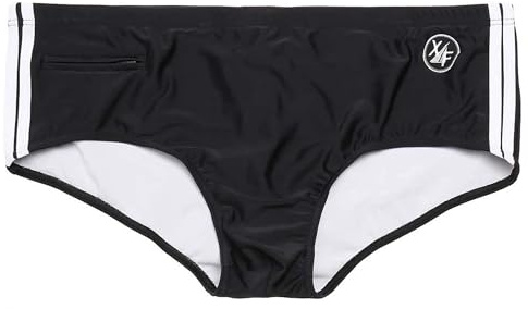MAXFORT Costume da Bagno Uomo Taglie Forti, Slip Nero con Strisce Bianche, Elasticizzato, Fino a 10XL