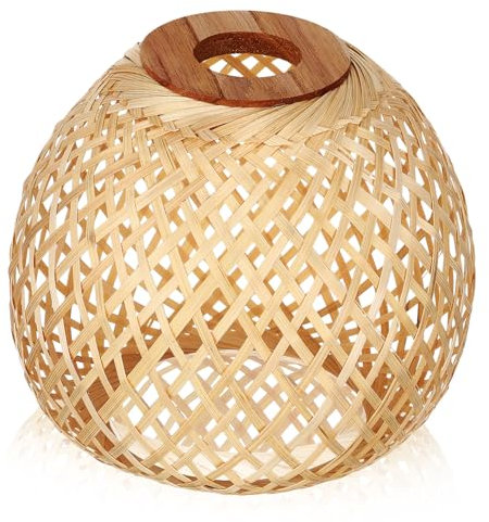 SEWOART Lampenschirm Woven Rattan Deckenlampenschirm Handgefertigt für Wohnzimmer Schlafzimmer Natürlicher Lichtschatten für Hängelampe und Deckenleuchte
