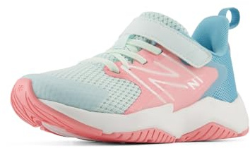 New Balance Kid's Rave Run V2 Hook & Loop Running Shoe, Glint Blue/Double Bubble, 10 Toddler