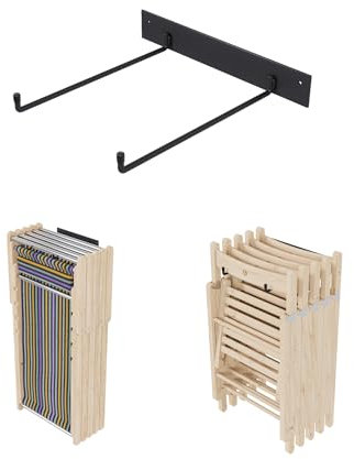 QLS Wandhalterung aus Stahl Aufbewahrung für Gartenstühle Klappstühle Strandstühle Schwarz