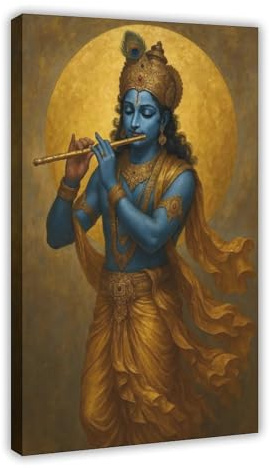 GQVCJSW Poster mit Lord Krishna, Hindu-Gott, Kunst, Leinwand, Poster, Schlafzimmer, Dekoration, Landschaft, Büro, Raumdekoration, Geschenk, 20 x 30 cm