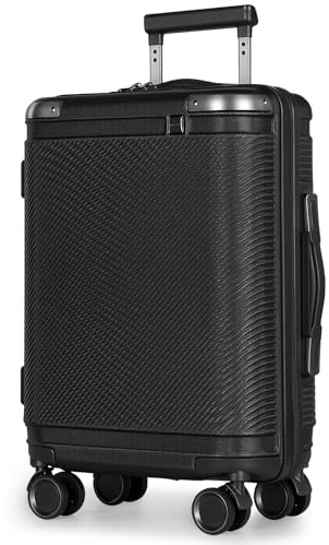 Handgepäck Koffer, Trolley Reisekoffer mit Verstellbarem Teleskopgriff, ABS-Hartschalenkoffer mit TSA Schloss und sanften Rollen, Luggage, Rollkoffer für Damen & Herren, 55x40x20 Ryanair, Schwarz