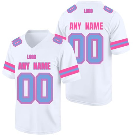 Magliette Personalizzate, Maglie da Uomo Donna Bambini, Maglie da Football Americano - Stampa Opzionale di Nome e Numero - Adatte per Adulti e Bambini Bianco