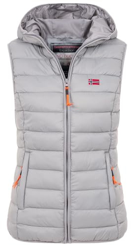 Geographical Norway Damen Steppweste mit Kapuze Frühling sportlich Übergangs Weste Herbst