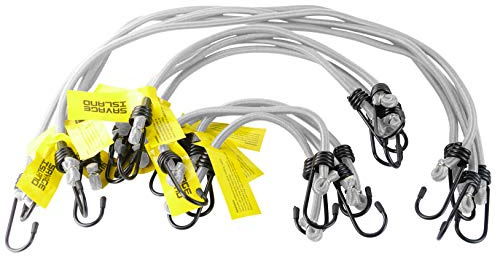 Savage Island Elasticated Bungees Cords Bungee Military Army Basha Straps Variety Pack - 4 x 12, 4 x 18 + 4 x 30 (White)
