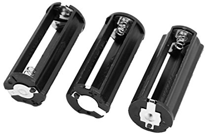 sourcing map 3 Pcs 3 x 1.5V AAA Round Shape Battery Holder Storage Case Box Black