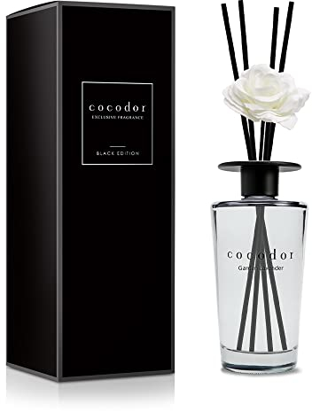 COCODOR Grande Capacità Diffusore a Bastoncini Edizione Nera/Profumo Lavanda (Garden Lavender) / 500ml / Diffusore per Ambiente, Profumatore Casa, Fragranza Ambiente, Regalo Donna, Regalo Uomo