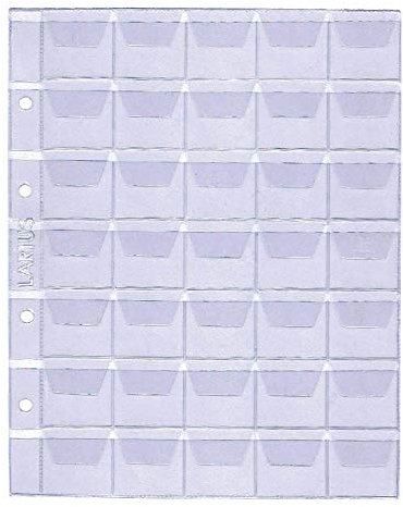 5 x Münzhüllen Münzalbum Münzblätter, 26 – 35-41 - 58 mm Ø Verschiedene Größen, Für Münzen, Gedenkmünzen, z.B. 2 Euro Münzen (35 Fächer (Larius))