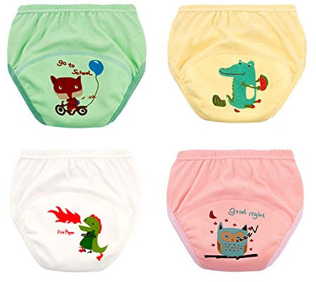 Vobony 4 Pack Trainingshose Kleinkinder Training Töpfchen Trainerhosen Baumwolle Wiederverwendbare Windeltraining Unterwäsche Toilettentraining Kinder Baby Mädchen Junge Windelhose (21-25kg)