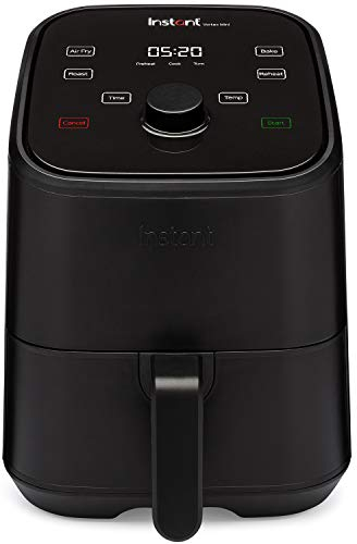 Instant Brands Vortex Mini 4-en-1 Friteuse sans Huile 2L - Multicuiseur avec Fonctions Friteuse à Air, Pâtisserie, Rôtir et Chauffe-Plat- 1300W- Couleur Noir