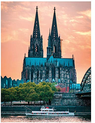 Ideen mit Herz 5D Diamond Painting | Diamant Painting Set | 35 x 25 cm | Motivleinwand | runde Steinchen | inkl. Zubehör | Verschiedene Bilder zur Auswahl (Kölner Dom)