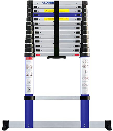 ALDORR 5,20M Teleskopleiter aus hochwertigem Aluminium - Mehrzweckleiter - Belastbarkeit bis zu 150kg - Soft-Close-System - Sicher und zuverlässig (EN131)