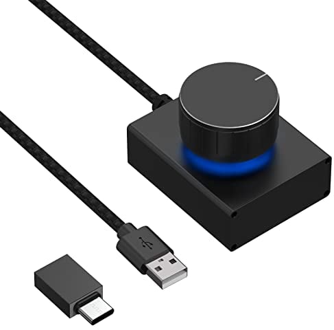 GEEKRIA USB-Lautstärkeregler-Regler mit drehbarer Lautstärkeregelung und EIN-Tasten-Stummschaltfunktion, PC/Telefon, Audio-Fernbedienung, unterstützt Win 7, 8, 10, Vista, Android (5FT /1,5 m Kabel)