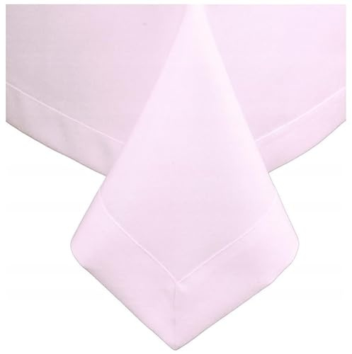 DECOOR - Nappe Lisse, Mate, 80 x 80 cm, Rose poudré, résistante aux Taches, finie avec Une Bande décorative de 5 cm, en Tissu épais 220 g/m², 100% Polyester, fabriquée en UE