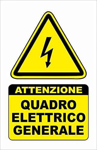 NEW CARTELLO SEGNALETICO - QUADRO ELETTRICO GENERALE - Adesivo Extra Resistente, Pannello in Forex, Pannello In Alluminio (ADESIVO 20X31 cm)