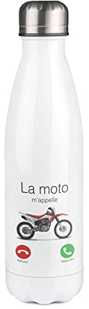 Bouteille Isotherme blanche au motif Moto cross m'appelle