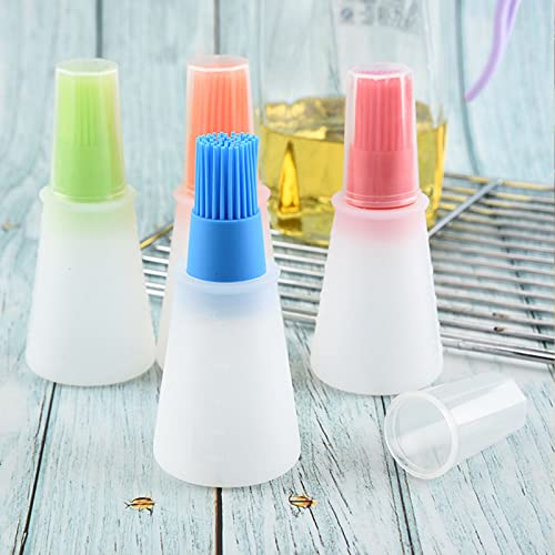 MKNZOME 4Pcs Botella de Cepillo de Aceite, Botella de Aceite con Brocha de Silicona, Botella Dispensadora de Condimento, Pincel de Repostería para Cocinar Hornear Pasta Pavo Freír Pastelería BBQ#1