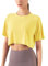 Damen Fitness Trainieren Crop-Tops Kurzarm Yoga T-Shirts Sportlich Betrieb Sport-Shirts Hellgelb S