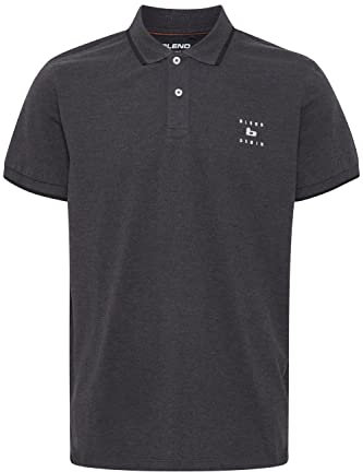 Blend 20715178 Polo Herren Poloshirt Polohemd mit Polokragen Logo-Stickerei Regular Fit, Größe:L, Farbe:Charcoal Mix (200278)