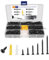 M3.5 Black Wood Screws Assortment Fasteners Kit 300Pcs,Phillips Head Fast Flat Self-Tapping Small Screws for Wood, Length 20-50mm,Contains 30Pcs M6 Wall plugs