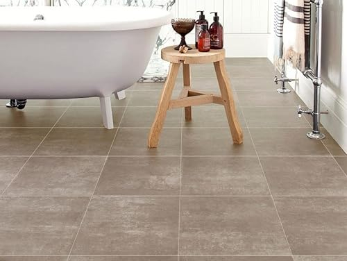 PVC Bodenbelag Vinylboden in grossem Fliesen Design, Zuschnitt (4m breit, 3m lang)