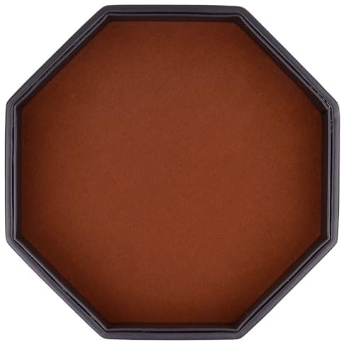 „TOPTAN Dice RollingTray, mit Filz ausgekleidetes achteckiges Würfeltablett aus PU-Leder für Dungeon Crawler-Spiele, Kaffee