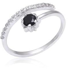 Exquisite 925 Sterling Silber Ring mit schwarzem Onyx und Zirkonia für Damen - ein bezauberndes Schmuckstück von zeitloser Eleganz