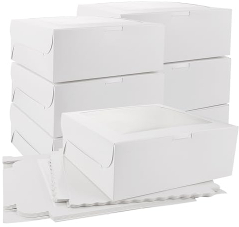 YAYODS 25 Pièces Boîte Cupcakes 24x24x9cm Avec Fenêtre, Blanche, Pour Petits Gâteaux, Macarons - Emballage Carton