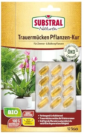 Substral Naturen Trauermückenfreie Pflanzen-Kur, 12 Stk, Mit Ätherischen Ölen & Bioaktiven Stoffen, Für Starke Pflanzen & Erde, Grün