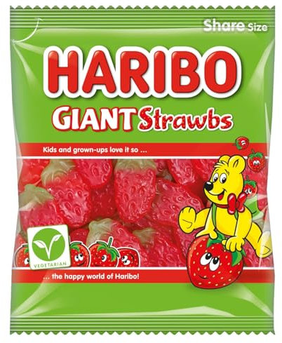 Strawberry Giant Strawbs Gummy Chewy Soft Sweets in 140g Share Bag Iconic Family Favorite - 2 Bags