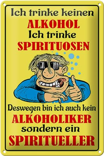 Schild Blech 20x30 cm - Made in Germany - Kein trinke Spirituosen Metall Deko Schild