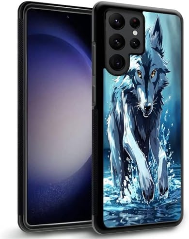Xioolia Phone Case for Samsung Galaxy S24 S23 S22 S21 S20 S10 S9 S9+S8 S7 edge Plus Ultra FE S10e 4G/5G with Anime Wolf-AC10 Black TPU Rubber Protection Case
