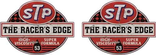 Pure Print Cut Öl Tuning Aufkleber für Hotrod und Oldtimer – Retro-Design, Rennsport-Themen, V8-Ratte – Hochwertige Rat Rod Oil Slick Sticker, 2 Stück, 10 cm, STP & Pennzoil (STP)